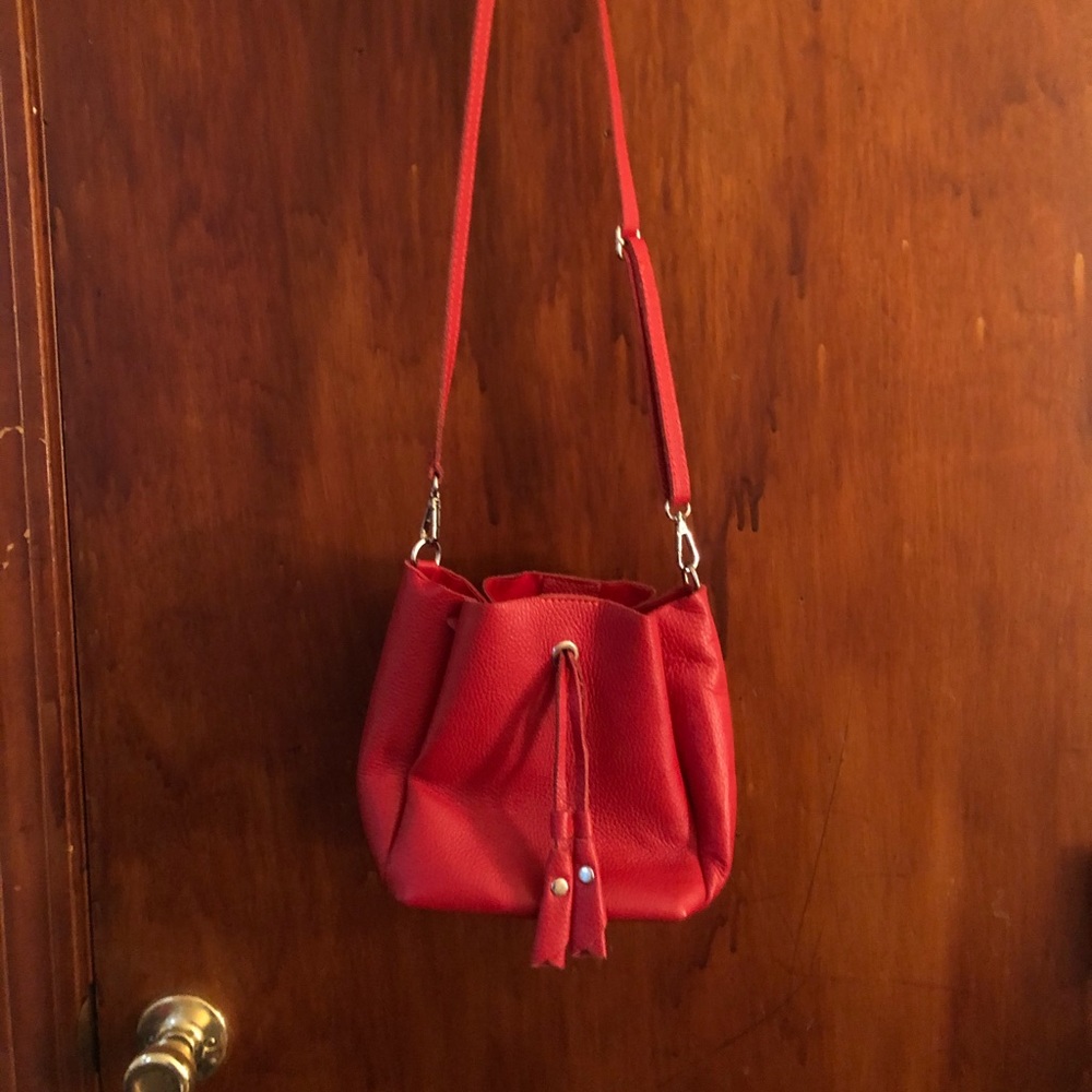 Italian leather crossbody bucket bag